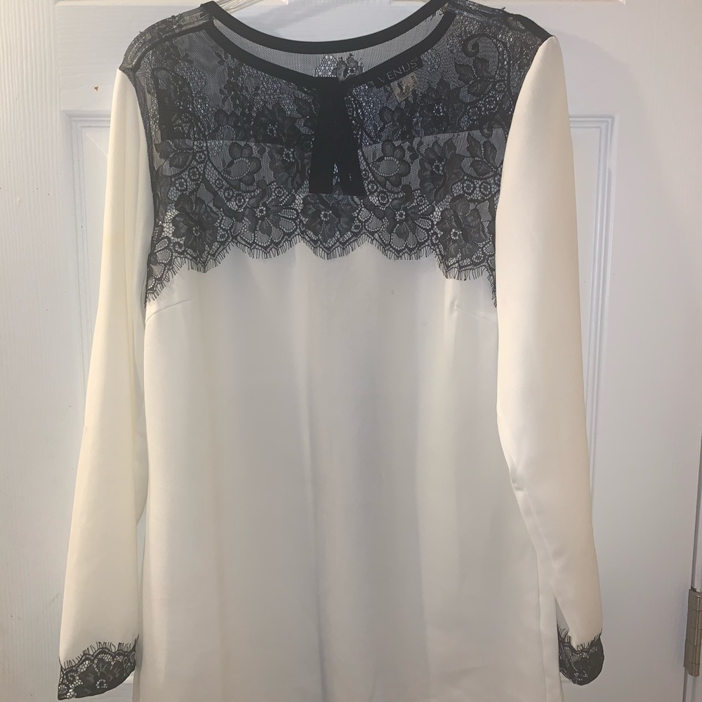 White blouse with black top lace